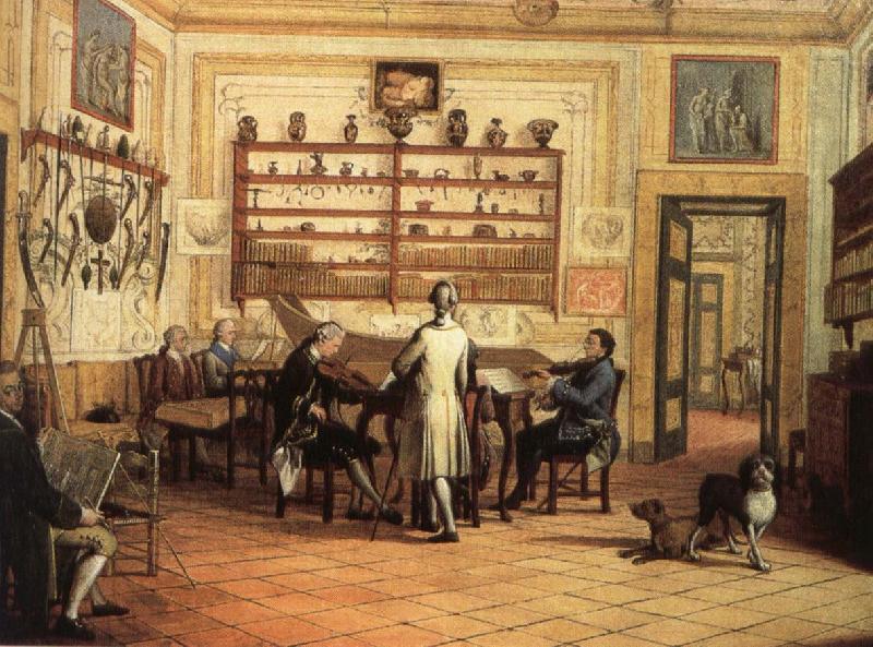 hans werer henze The mid-18th century a group of musicians take part in the main Chamber of Commerce fortrose apartment in Naples, Italy France oil painting art